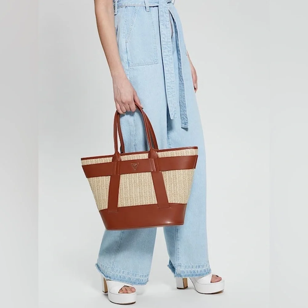 New Guess Tuane Raffia Tote